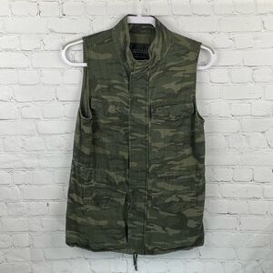 Sanctuary Courier Vest Military Green Camo Print Cargo Vest Size Small